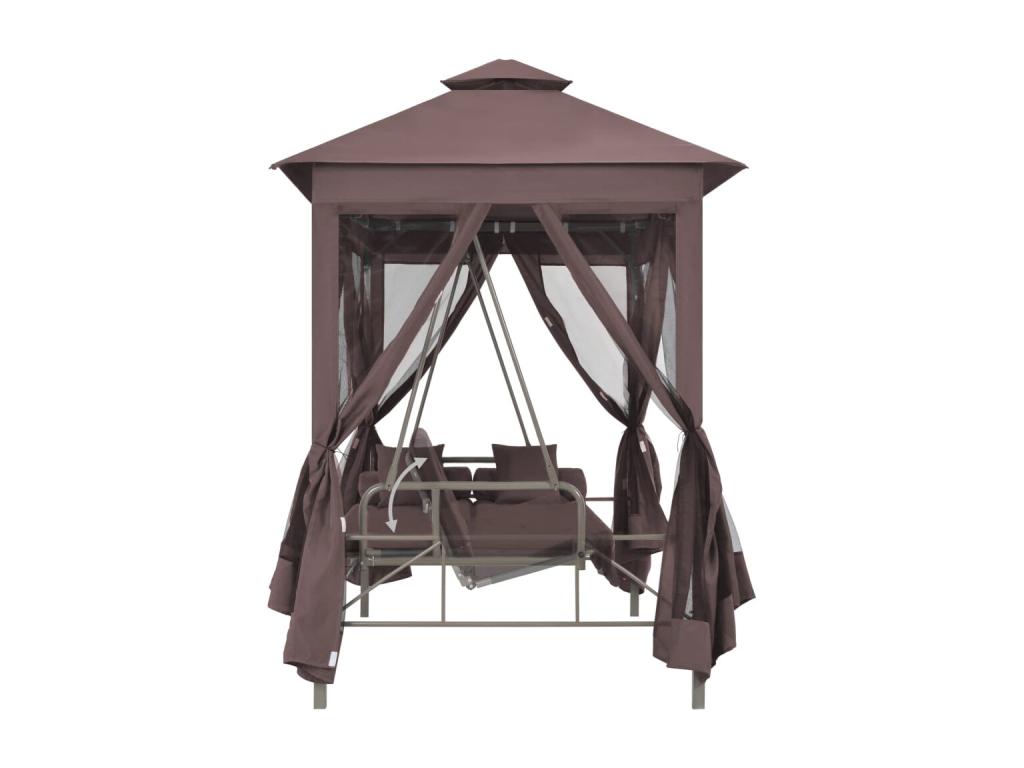 Banco balancín cenador convertible color café Marrón - Image 4