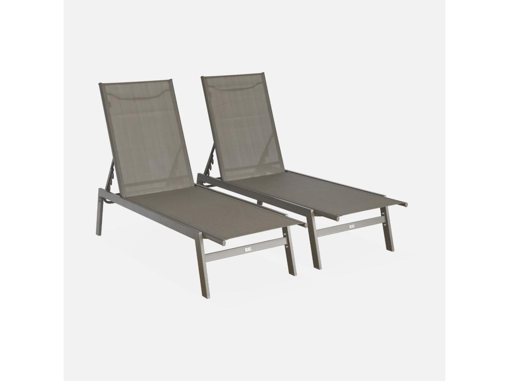 Tumbona multiposición de y metal, set de 2 marrón - Image 3