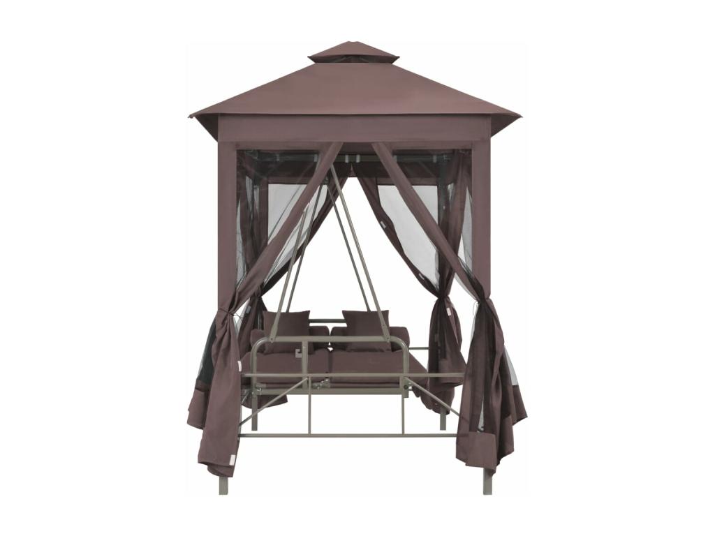 Banco balancín cenador convertible color café Marrón - Image 3