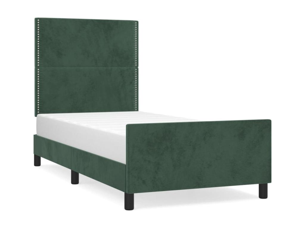 Estructura cama con cabecero verde oscuro 90x200 cm - Image 2