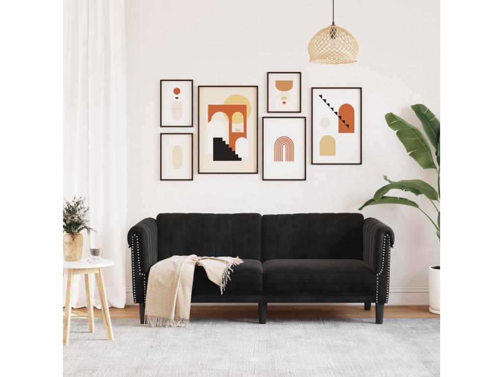Sofá de 2 plazas negro - Image 3