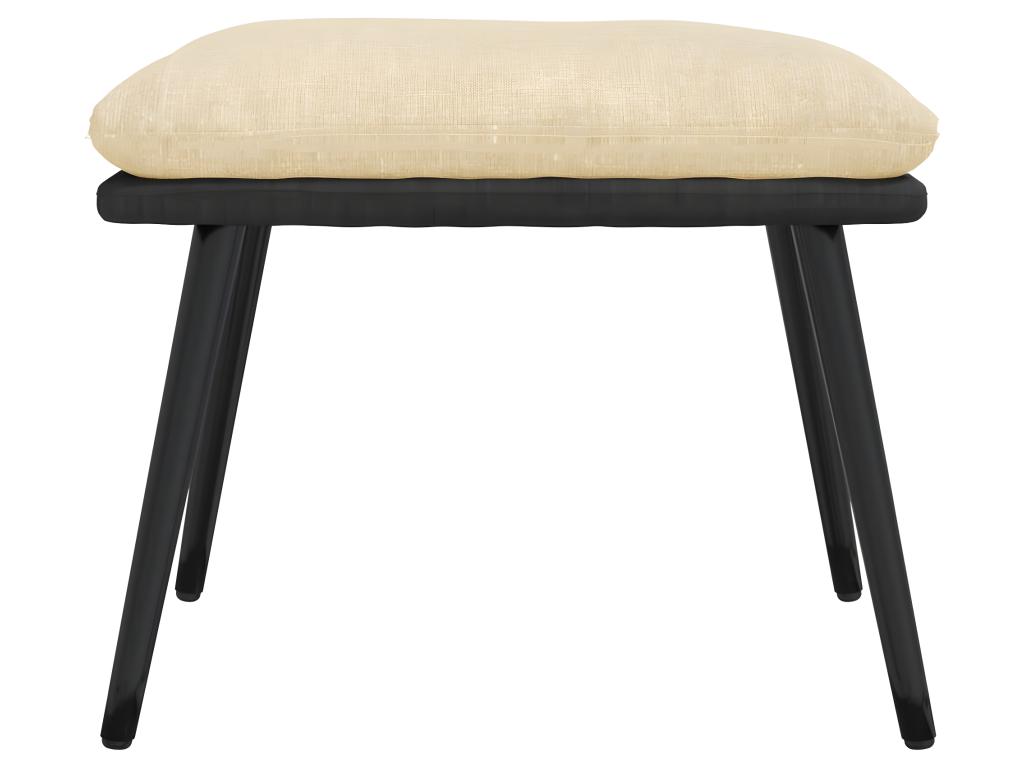 Reposapiés tela y cuero sintético color crema 45x29,5x35 cm - Image 3