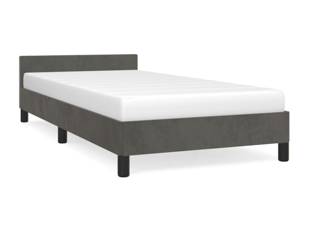 Estructura de cama con cabecero gris oscuro 80x200cm - Image 3