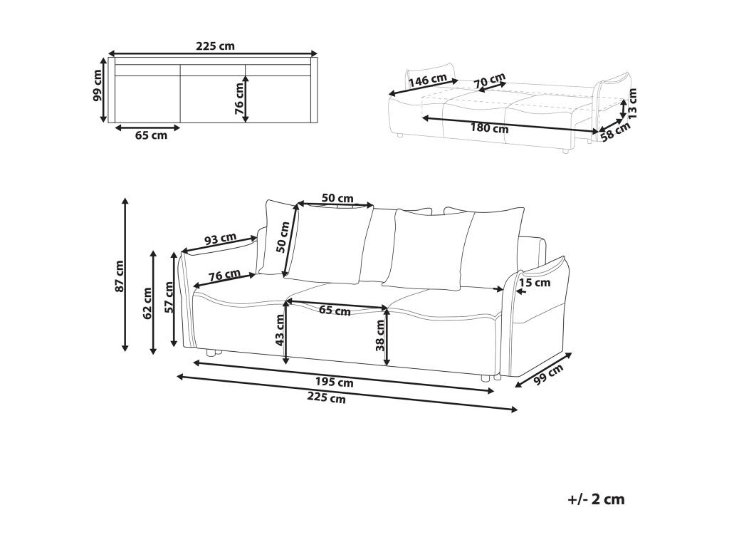 Sofá cama KRAMA Blanco Bouclé - Image 3