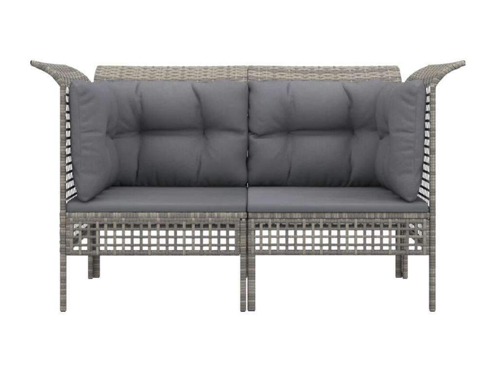 Sofás de squina jardín con cojines 2 uds ratán sintético gris - Image 3