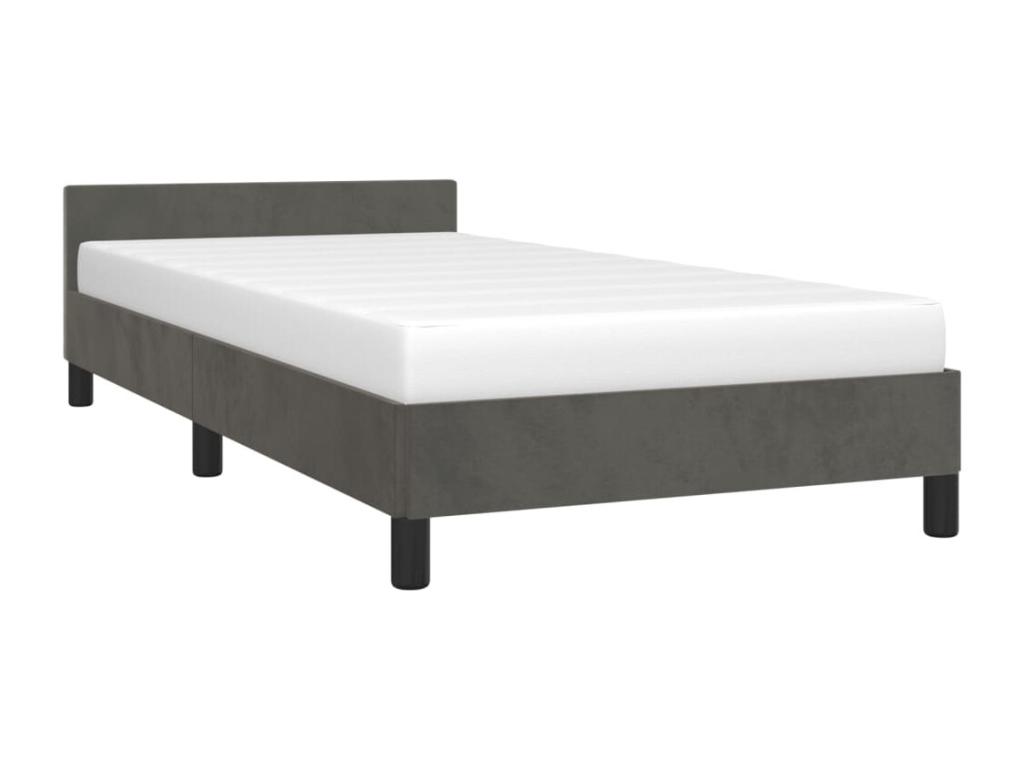 Estructura de cama con cabecero gris oscuro 80x200cm - Image 4