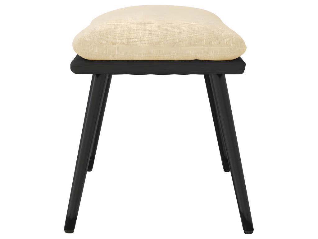 Reposapiés tela y cuero sintético color crema 45x29,5x35 cm - Image 4