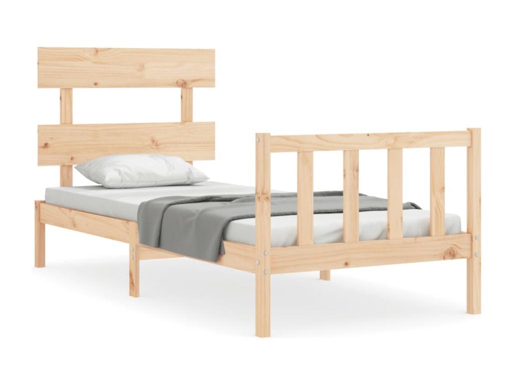 Estructura de cama con cabecero madera maciza - Image 3