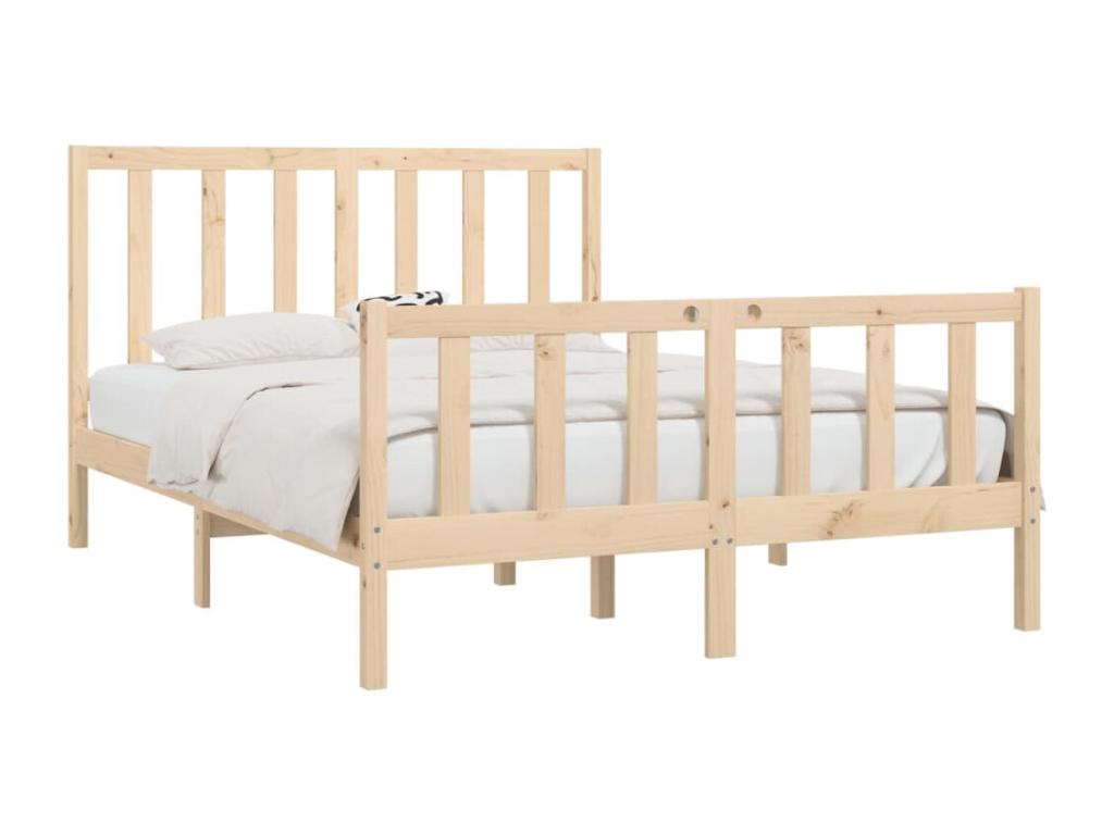 Estructura de cama doble pequeña de madera maciza 120x190 cm - Image 3