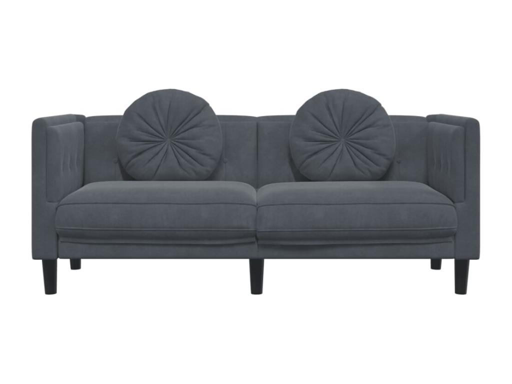 Sofá con cojines 2 plazas gris oscuro - Image 4