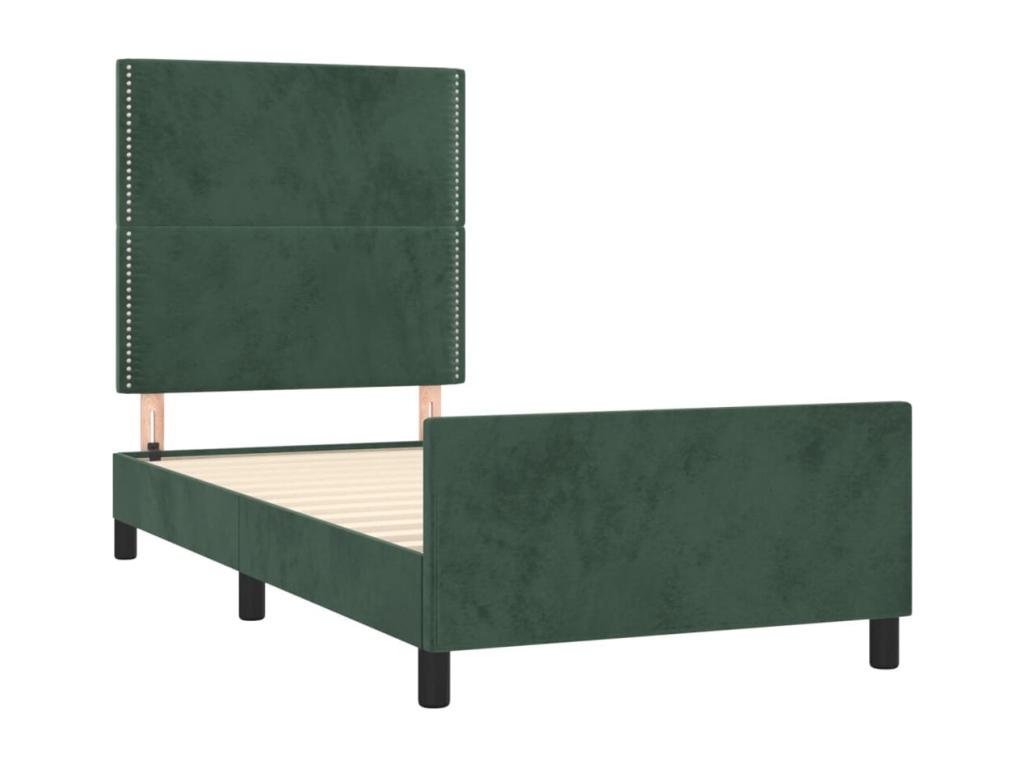 Estructura cama con cabecero verde oscuro 90x200 cm - Image 4