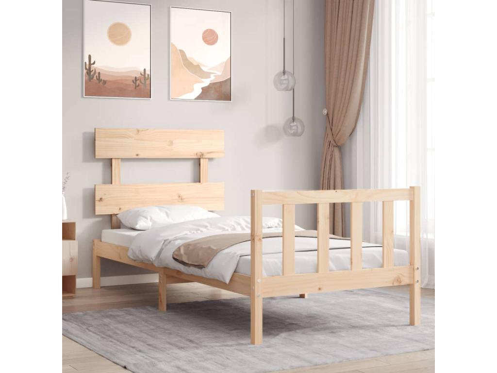 Estructura de cama con cabecero madera maciza