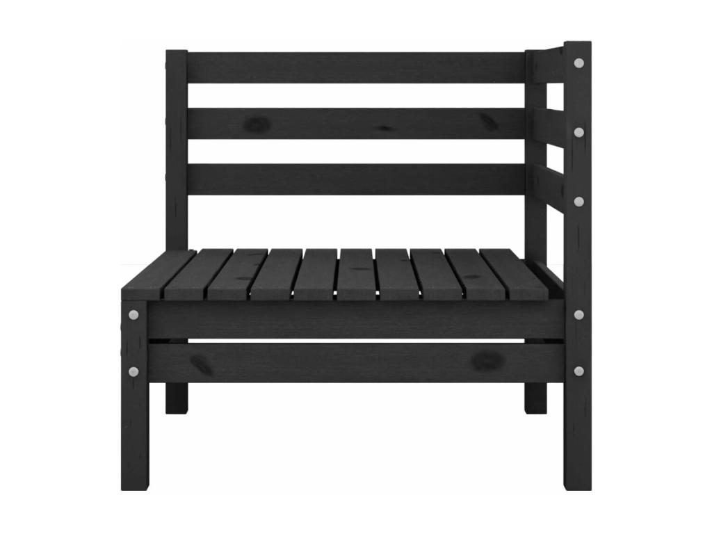 Juego de muebles de jardín 3 piezas y cojines negro madera pino - Image 4