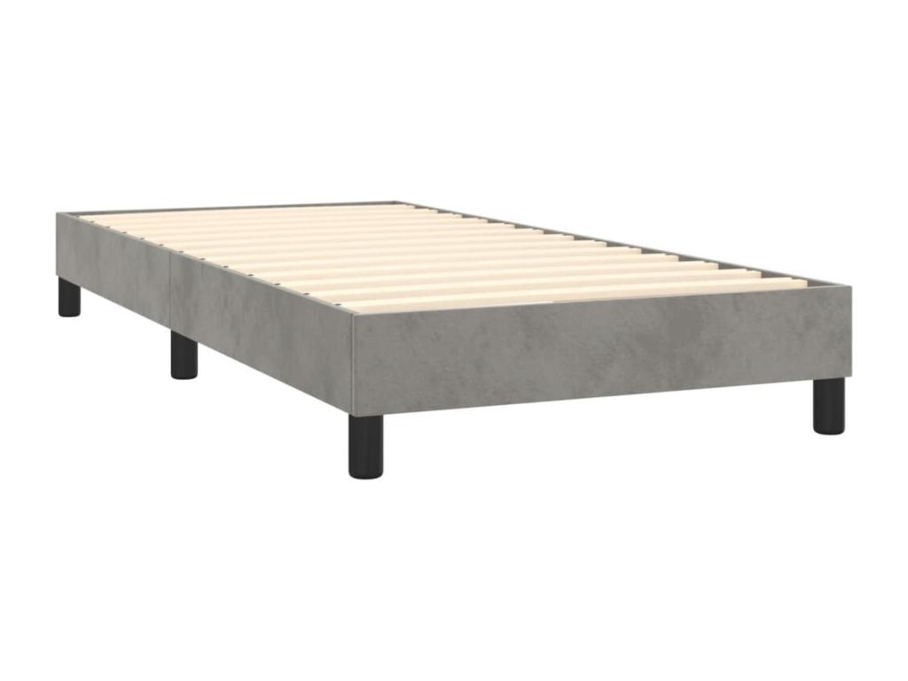 Cama box spring con colchón gris claro 80x200 cm - Image 4