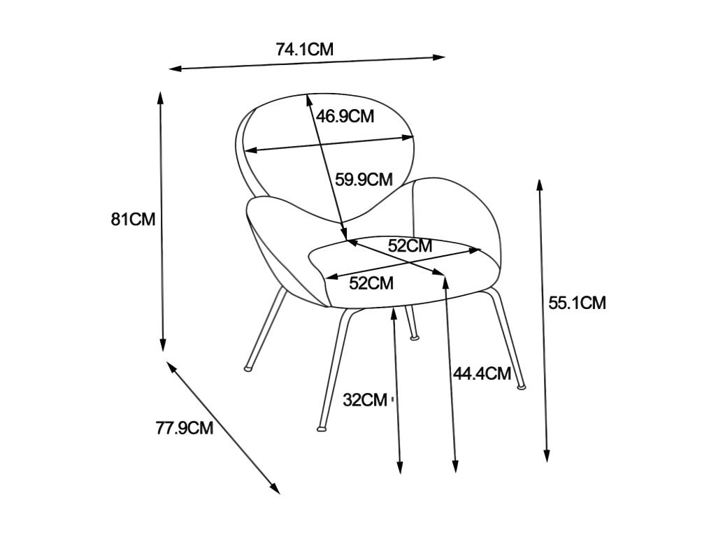 Sillón Teddy de tela suave acolchada (negro) - Image 4